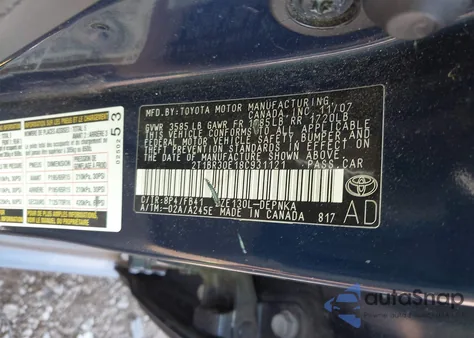 2008 Toyota Corolla Le z USA, uszkodzony, nr VIN 2T1BR30E18C931121